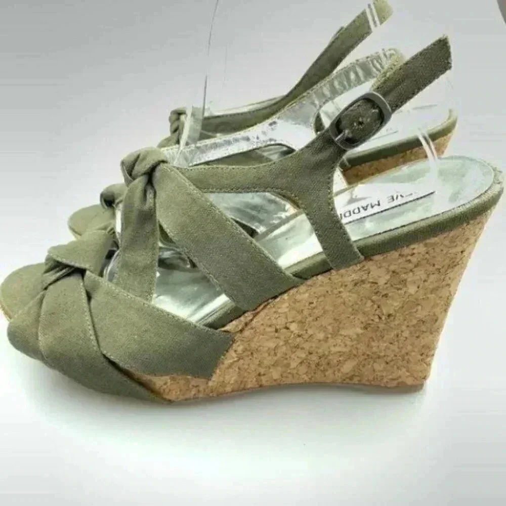 Steve Madden platform wedges 11 p-carrj army green